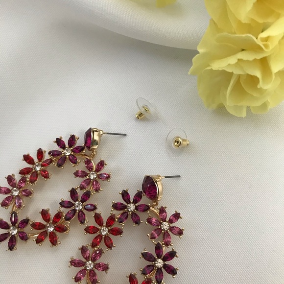 Flower Gold-Tone Drop Earrings - Picture 6 of 14